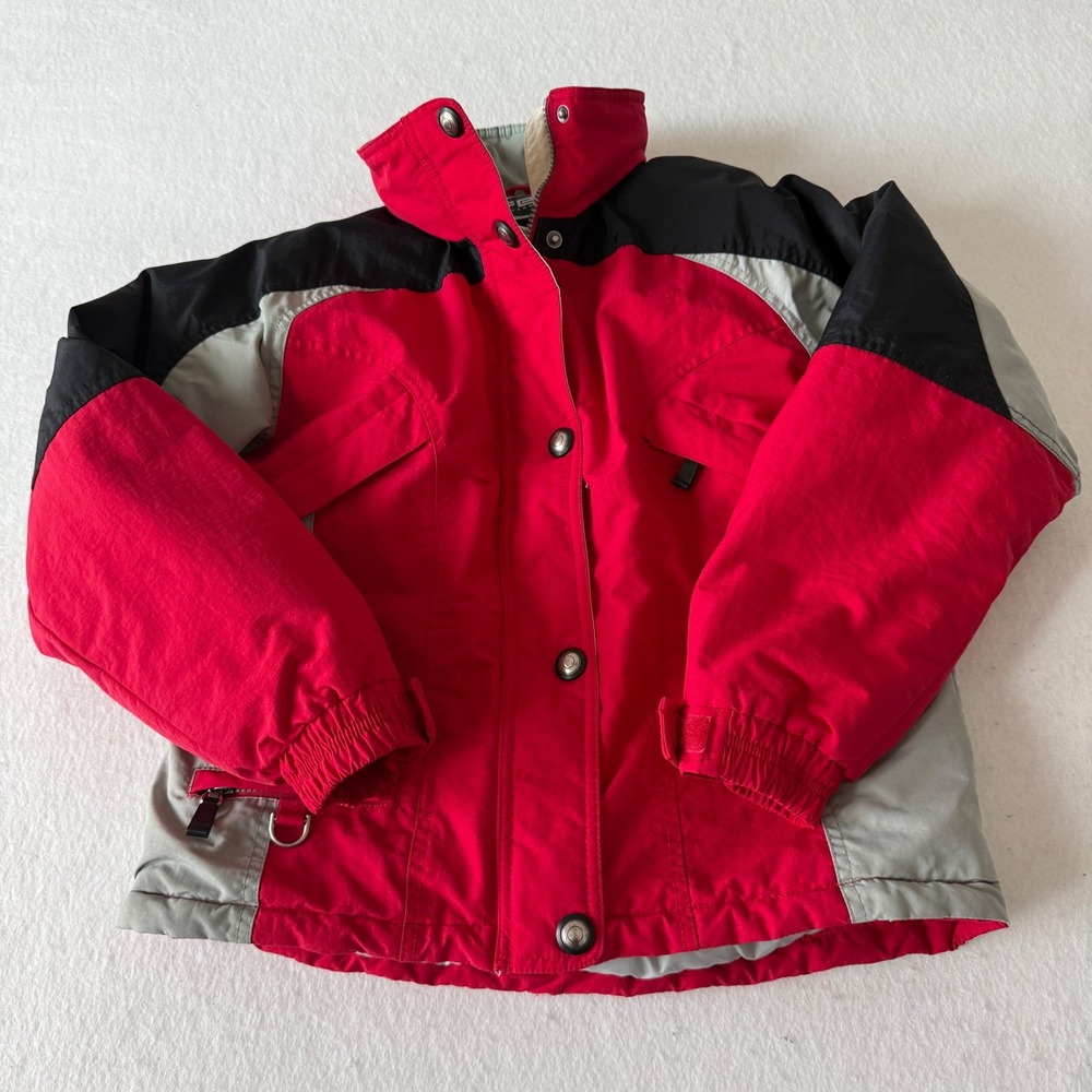 Fera Ski Jacket Women 4 Red Black Grey Colorblock Thermolite Insulated Vintage